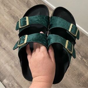 Dark green Birkenstocks